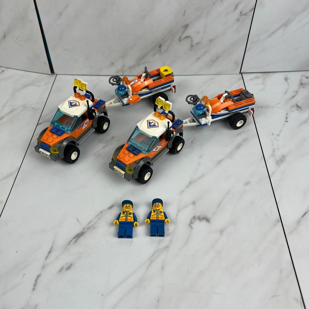 x2 LEGO 7737 Coast Guard 4WD & Jet Scooter - 99% Complete